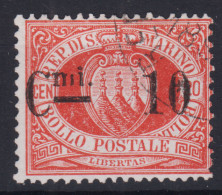 SAN MARINO 1892 10 CENT. SU 20 CENT. N.10 USATO - Used Stamps