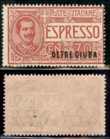 Colonie - Oltre Giuba - 1926 - 70 Cent Espresso (1 Varietà) - Soprastampa Spostata -  Gomma Integra - Non Catalogato - Andere & Zonder Classificatie