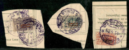 Colonie - Somalia - 1939/1940 - Insieme Di 3 Valori 1 Lira + 2 Lire + 25 Cent Pacchi Postali (35+36+56) - Usati Su 3 Fra - Other & Unclassified