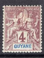 Guyane N° 32 X Type Groupe : 4 C. Lilas-brun Sur Gris, Légère Trace De Charnière Sinon TB - Neufs