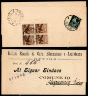 Repubblica - Democratica - 10 Cent (543) In Quartina + 60 Cent (548) - Piego Da Offida A Acquaviva Del 15.7.46 - Chiavar - Otros & Sin Clasificación