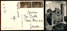 Repubblica - Coppia Del 3 Lire Risorgimento (580) Su Cartolina Da Firenze A Genova Del 5.10.48 - Autres & Non Classés