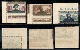 Repubblica - 1951 - Verdi (677/679) - Serie Angolare Completa - Gomma Integra - Decalco Delle Diciture Sul Bordo Del 25  - Other & Unclassified