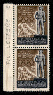 Repubblica - 1952 - 25 Lire Francobollo Sportivo (684) - Coppia Verticale Bordo Foglio Con Filigrana Lettera 12/10 - Gom - Autres & Non Classés