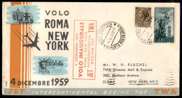 Repubblica - 1959 (4 Dicembre) - Roma New York - Boeing 707/Volo Inaugurale - Aerogramma Del Volo - Other & Unclassified