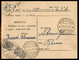 Repubblica - Pacchi Postali - 4 Lire (63) Applicato A Cavallo Dei Bordi Di Cartolina Avviso - Renno 20.6.47 - Andere & Zonder Classificatie