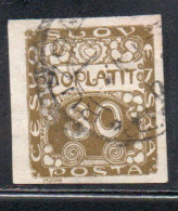 CZECH CECA CZECHOSLOVAKIA CESKA CECOSLOVACCHIA 1918 1920 POSTAGE DUE DOPLATIT 30h USED USATO OBLITERE' - Portomarken