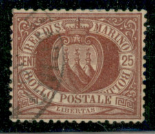 SAN MARINO - 1877 - 25 Cent Stemma (5) - Usato - Otros & Sin Clasificación