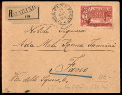 SAN MARINO - Raccomandata Del 25 Agosto 1910 Affrancata Recto Verso Con Vedute 1 Lira (43) + Espresso 25 Cent (1) - Sonstige & Ohne Zuordnung