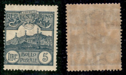SAN MARINO - 1903 - 5 Lire Veduta (45) - Gomma Originale (400) - Autres & Non Classés