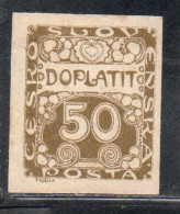 CZECH CECA CZECHOSLOVAKIA CESKA CECOSLOVACCHIA 1918 1920 POSTAGE DUE DOPLATIT 50h MH - Segnatasse