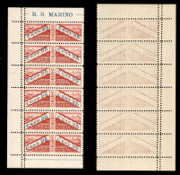 SAN MARINO - 1928 - 25 Cent (4) - Blocco Di Sei Con Tripla Dentellatura (una Cieca) - Gomma Integra - Non Catalogato - C - Sonstige & Ohne Zuordnung