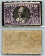 VATICANO - 1934 - Morte Pio XI - 1 Lira A Lutto - Gomma Originale - Otros & Sin Clasificación