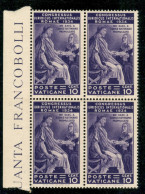VATICANO - 1935 - 10 Cent Giuridico (42) - Quartina Bordo Di Foglio - Gomma Integra - Altri & Non Classificati