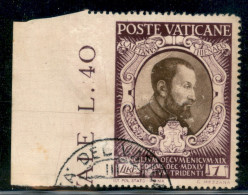 VATICANO - 1946 - 1 Lira Concilio (114h) - Non Dentellato A Sinistra - Bordo Di Foglio - Usato - Sonstige & Ohne Zuordnung