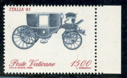 VATICANO - 1985 - 1.500 Lire Italia '85 (785a) - Carrozza In Alto - Bordo Di Foglio - Gomma Integra - Cert. Diena - Altri & Non Classificati