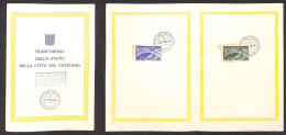 VATICANO - 1949 - Posta Aerea - UPU (18/19) - Serie Completa Usata Su Folder Dell'emissione - 20.10.50 - Otros & Sin Clasificación