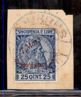 EUROPA - ALBANIA - 1914 - 25 Qind Soprastampato Arrivo Del Principe Di Wied (38) - Su Frammento (90) - Other & Unclassified