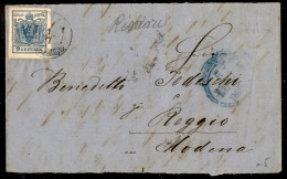 EUROPA - AUSTRIA - 9 Kreuzer (5y) Su Involucro (a Fascetta) Di Lettera Da Rideau A Reggio Del 1.7.1858 - Sonstige & Ohne Zuordnung