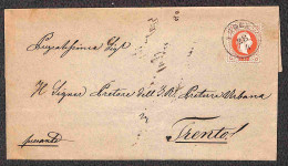 EUROPA - AUSTRIA - Fugen 28.4.1880 - 5 Kreuzer (37) Su Lettera Per Trento - Andere & Zonder Classificatie