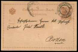EUROPA - AUSTRIA - Mostar K. Und K. Milit. Port 13 - Cartolina Postale Per Bolzano Del 21.11.1897 - Altri & Non Classificati