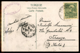 EUROPA - AUSTRIA - 10 Para (53) Su Cartolina Da Salonicco A Firenze Del 2.10.1910 - Autres & Non Classés