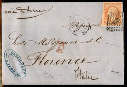 EUROPA - FRANCIA - 40 Cent (15) Su Lettera Da Lione A Firenze Del 6.6.1862 - Other & Unclassified