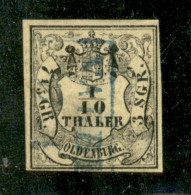 EUROPA - GERMANIA - Antichi Stati - Oldenburg - 1852 - 1/10 Th - 7 1/5 Gr - 3 Srg Stemma (4) - Usato - Autres & Non Classés
