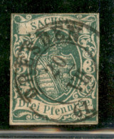 EUROPA - GERMANIA - Antichi Stati - Sachsen - 1851/63 - 3 Pf Stemma (2 II) - Usato - Autres & Non Classés