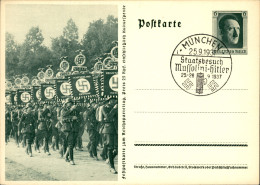 EUROPA - GERMANIA - Cartolina Postale Da 6 Pfennig - Munchen 25.9.37 Mussolini Hitler - Otros & Sin Clasificación