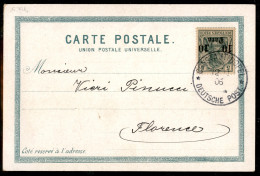 EUROPA - GERMANIA - 10 Para Su 5 Pfennig (36) - Cartolina Da Costantinopoli A Firenze Del 12.11.1906 - Sonstige & Ohne Zuordnung