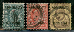 EUROPA - GRAN BRETAGNA - 1903/1904 - Admiralty Official - 1/2 + 1 + 3 Pence (1I+2II+6II) - 3 Valori Usati (300+) - Other & Unclassified