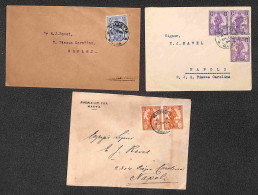 EUROPA - MALTA - 1924 - Tre Buste Per Napoli Con Diverse Affrancature Del Periodo - Autres & Non Classés