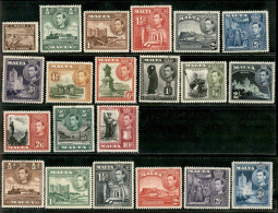 EUROPA - MALTA - 1938/1943 - Soggetti Vari (176/190 + 191/196) - 2 Serie Complete - Gomma Integra - Other & Unclassified