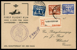 EUROPA - OLANDA - 1946 (6 Giugno) - Aerogramma Raccomandato Primo Volo KLM Amsterdam Curacao - Autres & Non Classés