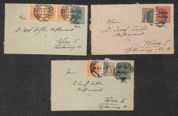 EUROPA - POLONIA - 1920 - Tre Biglietti Postali Con Affrancature Complementari Per Vienna - Sonstige & Ohne Zuordnung