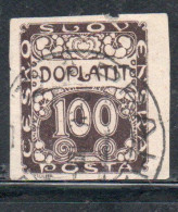 CZECH CECA CZECHOSLOVAKIA CESKA CECOSLOVACCHIA 1918 1920 POSTAGE DUE DOPLATIT 100h USED USATO OBLITERE' - Segnatasse