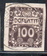 CZECH CECA CZECHOSLOVAKIA CESKA CECOSLOVACCHIA 1918 1920 POSTAGE DUE DOPLATIT 100h USED USATO OBLITERE' - Timbres-taxe