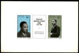 OLTREMARE - CAMERUN - 1968 - Prova Di Lusso - 30 + 70 Franchi Martin Luther King (558+562) - Su Cartoncino - Sempre Senz - Other & Unclassified