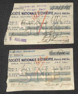 OLTREMARE - ETIOPIA - 1937 - Due Assegni Con Affrancatura Al Retro (uso Fiscale) - Other & Unclassified