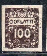 CZECH CECA CZECHOSLOVAKIA CESKA CECOSLOVACCHIA 1918 1920 POSTAGE DUE DOPLATIT 100h USED USATO OBLITERE' - Portomarken