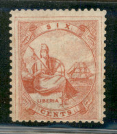 OLTREMARE - LIBERIA - 1864 - 6 Cent Allegoria (4) - Gomma Originale - Lieve Piega Diagonale - Autres & Non Classés