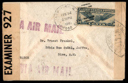 OLTREMARE - STATI UNITI D'AMERICA - Via Air Mail - Aerogramma Da New York A Nizza Del 24.2.1941 - Andere & Zonder Classificatie