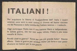 Documenti E Varie - 1940 - Italiani! - Volantino Antitedesco - Autres & Non Classés