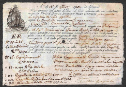 Prefilateliche - 1804 - Lettera Di Carico Da Genova A Palermo - Sonstige & Ohne Zuordnung