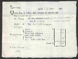 Prefilateliche - Agordo - 1831 (2 Marzo) - Ricevuta Per 228,58 Lire Austriache - Other & Unclassified