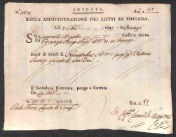 Prefilateliche - 1797 (4 Ottobre) - Regia Amministrazione Dei Lotti Di Toscana - Ricevuta N. 1078 - Otros & Sin Clasificación