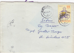 FOLKLORE MUSIC INSTRUMENT, COBZA, STAMP ON COVER, 1964, ROMANIA - Brieven En Documenten