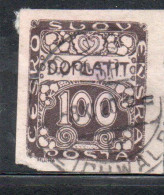 CZECH CECA CZECHOSLOVAKIA CESKA CECOSLOVACCHIA 1918 1920 POSTAGE DUE DOPLATIT 100h USED USATO OBLITERE' - Impuestos