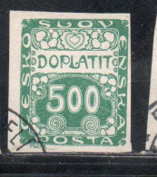 CZECH CECA CZECHOSLOVAKIA CESKA CECOSLOVACCHIA 1918 1920 POSTAGE DUE DOPLATIT 500h USED USATO OBLITERE' - Strafport